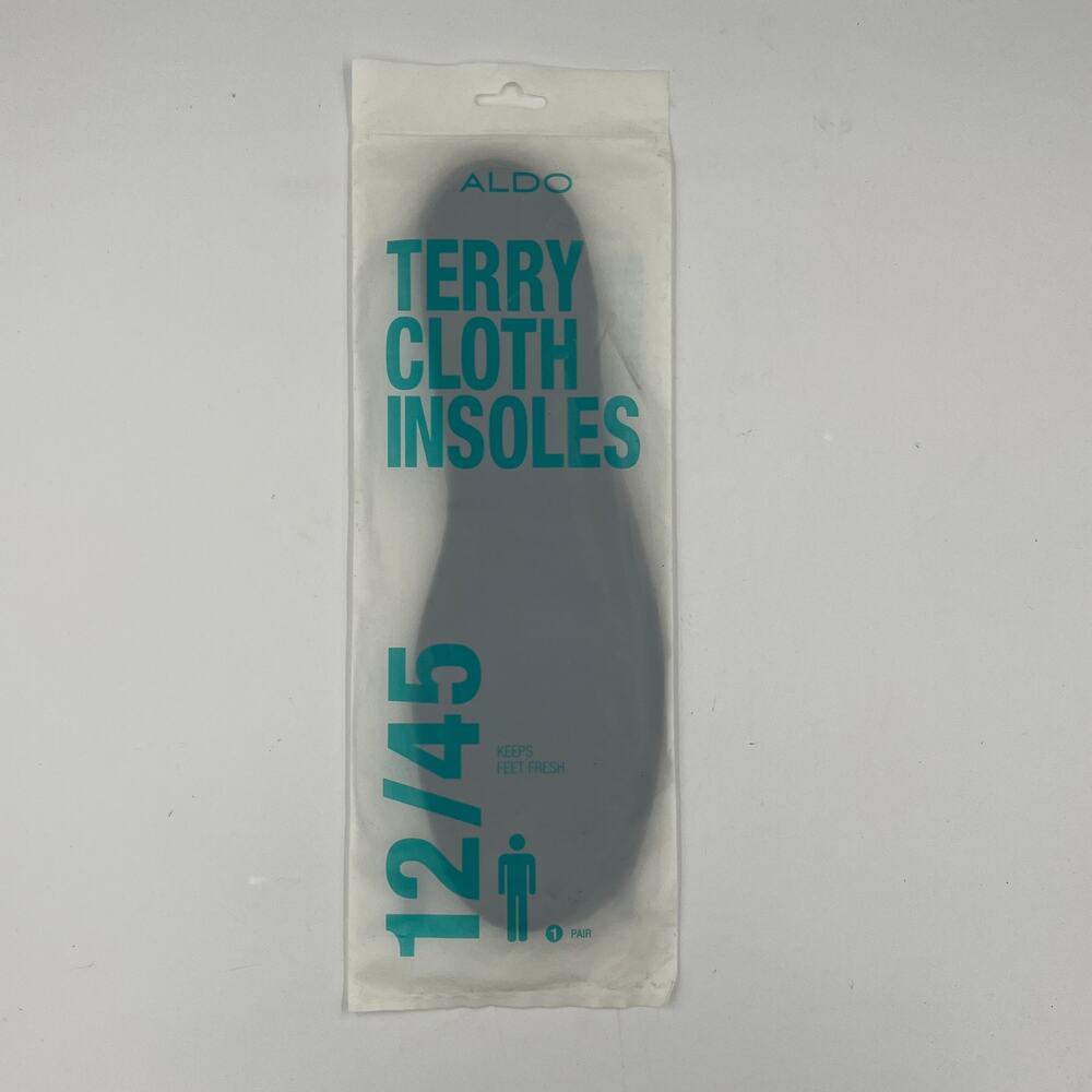 ALDO Men's Terry Cloth Shoe Insoles sz 12/45 1 Pair NEW